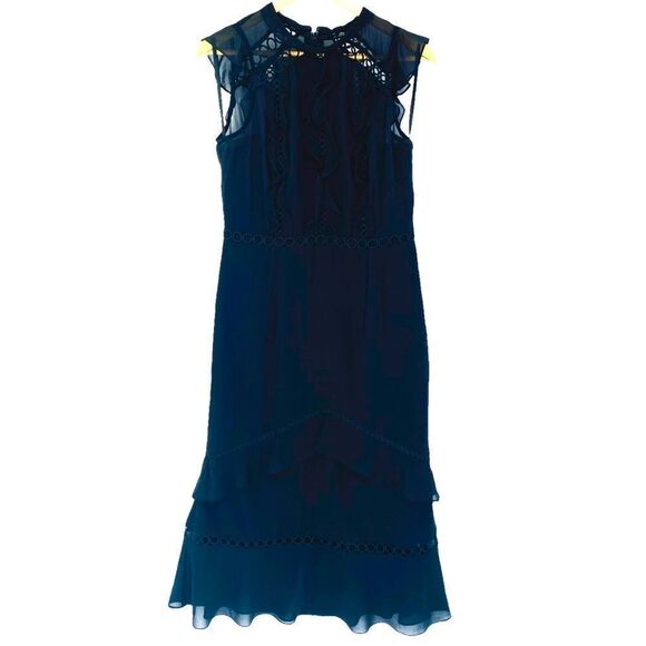Lumier by Bariano black long ruffle dress size large - Picture 2 of 9